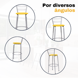 Kit 2 Banquetas para Balcão Flórida Prata Bistrô Ilhas Cozinha Gourmet Bares - 5