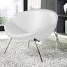Poltrona Trevo Couro Natural Branco Base Inox - 1