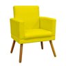 POLTRONA DECORATIVA PARA SALA NINA COM BASE SUEDE AMARELO PÉ CASTANHO - CLIQUE E DECORE - 1