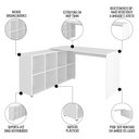 Ver imagem 3 de Mesa Escrivaninha em L 140x130cm 8 Nichos Eron A06 - Mpozenato