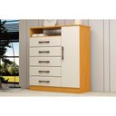 Ver imagem 1 de Cômoda Casal Madri C- 1 Porta 1 Nicho e 5 Gavetas Nature-off White - Acp