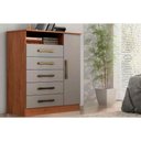 Ver imagem 3 de Cômoda Casal Madri C- 1 Porta 1 Nicho e 5 Gavetas Nature-off White - Acp