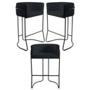 Ver imagem 1 de Kit 3 Banquetas Decorativas Base Aço Preto Betina B-300 Veludo Preto - Domi