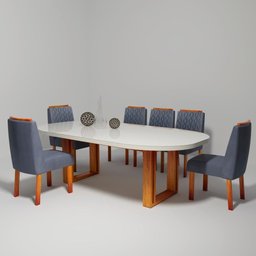 Sala de Jantar 196x90 MDF/Vidro 6 Cadeiras Karen Bom Pastor - 2