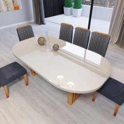 Sala de Jantar 196x90 MDF/Vidro 6 Cadeiras Karen Bom Pastor - 3