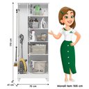 Ver imagem 7 de Guarda Roupa Solteiro Madri com Espelho e Armário Multiuso Jade Branco Brilho – Moval
