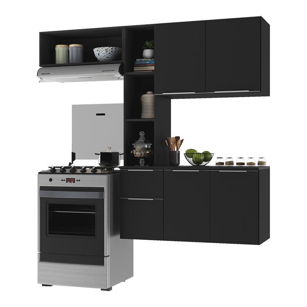 Cozinha Compacta com Armário e Balcão Mp2002 Sofia Multimóveis Preta - 2