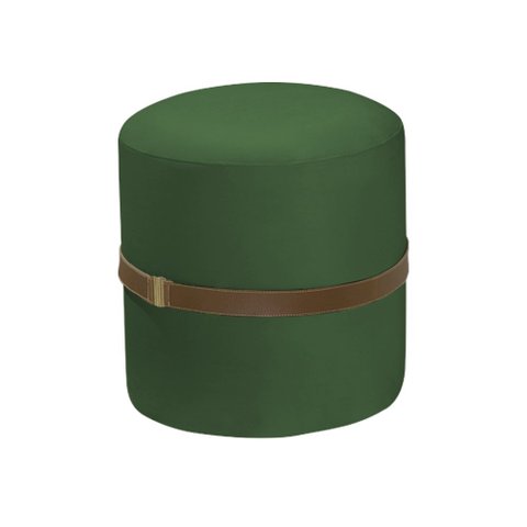 Puff Decorativo Old com Cinto Estofado em Veludo Verde