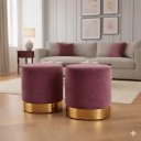 Ver imagem 1 de Kit Puff Rodape Dourado Marsala Rosé / Veludo