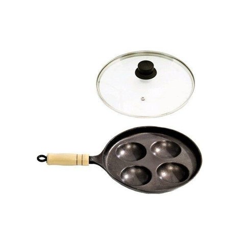 Frigideira Frita 04 Ovos Antiaderente Cabo Tampa Vidro 23cm