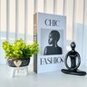 Decoração livro preto/branco + vaso tripé + enfeite mulher - 2