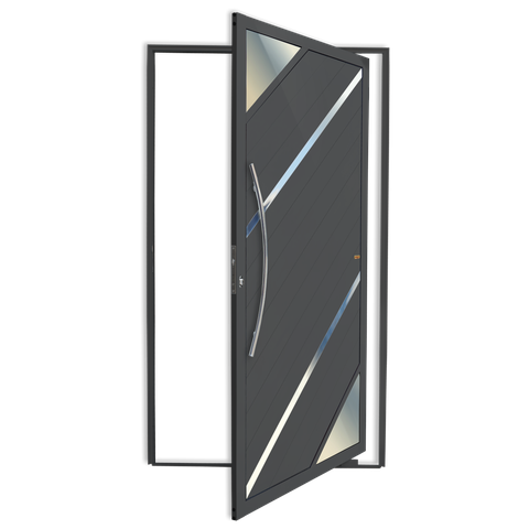 Porta Pivotante Alumínio Lambril Oasis c/Puxador e.Cinza 100 Brimak