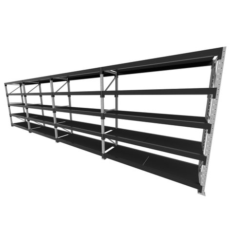 Mini Porta Pallet 200 Kg por Nivel Inicial +3 Continuação com 5 Niveis Preto com Mdf Preto