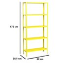 Ver imagem 2 de Estante Aço 5 Prateleiras Livros Cozinha Quarto Eaf005 Amarelo