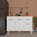 Ver imagem 2 de Balcão Armário Gabinete para Pia de Cozinha 118 Cm Aline 3 Portas e 1 Gaveta Branco
