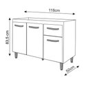 Ver imagem 6 de Balcão Armário Gabinete para Pia de Cozinha 118 Cm Aline 3 Portas e 1 Gaveta Branco