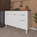Ver imagem 3 de Balcão Armário Gabinete para Pia de Cozinha 118 Cm Aline 3 Portas e 1 Gaveta Branco