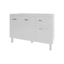 Ver imagem 1 de Balcão Armário Gabinete para Pia de Cozinha 118 Cm Aline 3 Portas e 1 Gaveta Branco