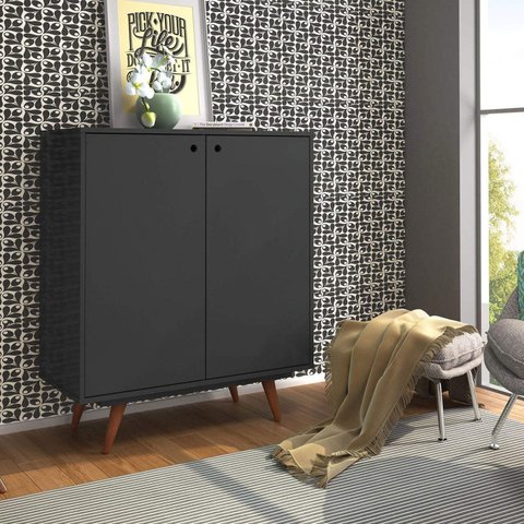 Sapateira 2 Portas 8 Prateleiras Retrô 50 Preto