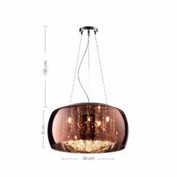 Luminária de Teto 50cm Lustre Cristal K9 com Lâmpadas Led - 3