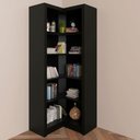 Ver imagem 1 de Armário de Canto para Sala Aberto 5 Prateleiras MDP 68cm Preto Tecno Mobili