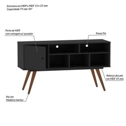 Rack Para TV até 43 Polegadas Pés Madeira Maciça Retrô 75 - 8