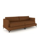Ver imagem 2 de Sofá Living Bipartido 250cm Indonésia Pés de Ferro Couro Caramelo G52 - Gran Belo