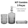 Kit Banheiro Lavabo Porta Sabonete Líquido Porta Escova Saboneteira Em Vidro Com 3 Peças - 3