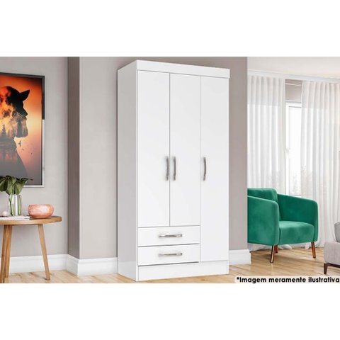 Guarda Roupa Casal 3 Portas e 2 Gavetas Briz Be16 Branco - Henn