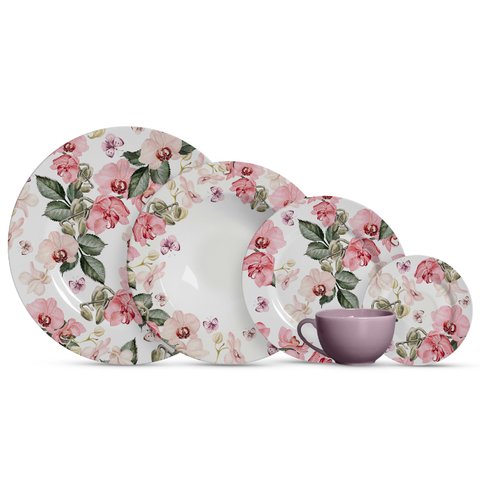 APARELHO DE JANTAR 20 PÇS FLOR ENCANTO ALLEANZA 1°LINHA