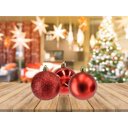 Ver imagem 4 de Kit Bola de Natal Mista Gliter, Fosca, Brilho Vermelha 24 Unidades 8cm - Magizi