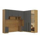 Ver imagem 2 de Quarto Modulado Casal 6 Peças Altezza Freijó/Titânio