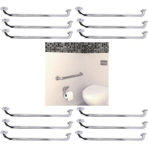 Alça Apoio Barra Suporte Anti Queda 70cm Kit 12 Uni Banheiro Casa Cadeirante Varanda Box Idoso