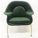 Ver imagem 2 de Poltrona Womb Chair Tecido Veludo Verde Militar base cor Mostarda - Poltronas do Sul