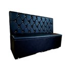 Ver imagem 1 de Poltrona Sofá Booth 2 Mt Cor Preto Capitone Duplo a Mão Botoes Dourado Sku154