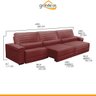 Sofá Grande Master Retrátil 3,80M Duplo Molejo Reclinável D28 Veludo Vermelho - 3