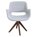 Ver imagem 2 de Kit 2 Poltronas Decorativa LORENZA tecido linho cinza claro base madeira maciça - Poltronas do Sul