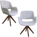Ver imagem 1 de Kit 2 Poltronas Decorativa LORENZA tecido linho cinza claro base madeira maciça - Poltronas do Sul