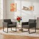 Ver imagem 2 de Kit 2 Poltronas Reforçada para Recepção Base Metálica Preto Cinza