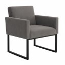 Ver imagem 4 de Kit 2 Poltronas Reforçada para Recepção Base Metálica Preto Cinza