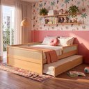Ver imagem 1 de Cama Infantil Casal com Grades e Cama Auxiliar Madeira Maciça Magna Kids Casatema MadeiraOriginals