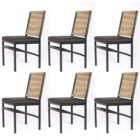 Kit 6 Cadeira Royal – Corda Náutica Bege