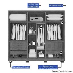 Guarda-Roupa Casal Primore com 6 Portas e 6 Gavetas Móveis Imop - 4