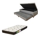 Ver imagem 1 de Cama Box Baú Solteiro com Auxiliar (Bicama) + Colchão Solteiro Espuma D20 12cm | Kit Completo com Ca