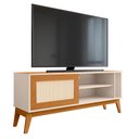 Ver imagem 5 de Rack Bancada para TV até 55 Polegadas 1,36m 1 Porta com Tela Rattan Off White/Cedro Caribe Edn