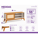 Ver imagem 6 de Rack Bancada para TV até 55 Polegadas 1,36m 1 Porta com Tela Rattan Off White/Cedro Caribe Edn