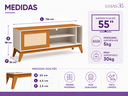 Ver imagem 6 de Rack Bancada para TV até 55 Polegadas 1,36m 1 Porta com Tela Rattan Off White/Cedro Caribe Edn