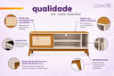 Ver imagem 4 de Rack Bancada para TV até 55 Polegadas 1,36m 1 Porta com Tela Rattan Off White/Cedro Caribe Edn
