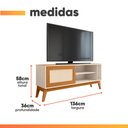 Ver imagem 3 de Rack Bancada para Tv até 55 Polegadas 1,36m 1 Porta com Tela Rattan Off White/cedro Caribe Edn