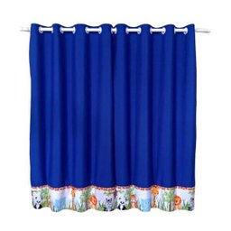 Cortina Quarto Infantil Menino Zoo Safari Bichos Azul Royal - 2